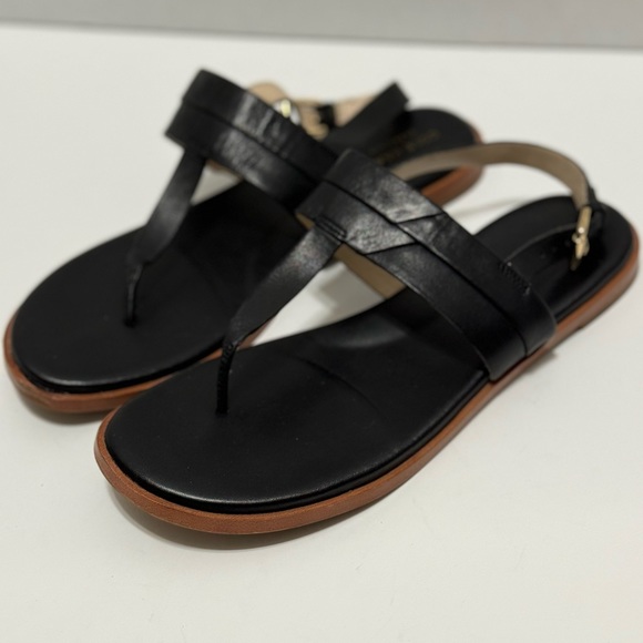 Cole Haan “Ainslee” Black Leather T-Strap Thong Sandals EUC - Picture 2 of 9